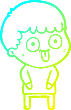 cold gradient line drawing of a cartoon dumb kid drawn by a human