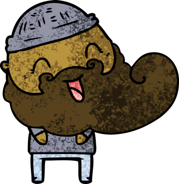 Bir insan tarafından çizilmiş mutlu sakallı adam.