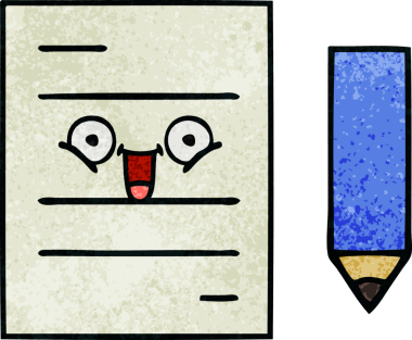 Bir insan tarafından çizilmiş bir test kağıdının retro grunge desen karikatürü