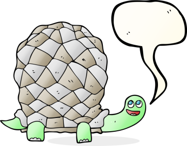 Bir insan tarafından çizilmiş serbest konuşma balonu karikatür kaplumbağası.