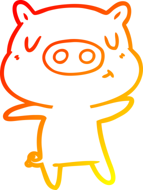 Bir insan tarafından çizilen çizgi film içerikli domuzun sıcak çizgi çizimi