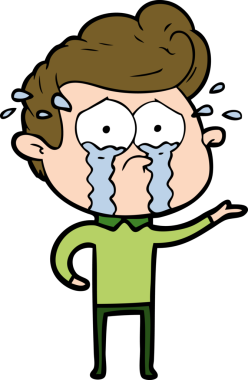 Bir insan tarafından çizilmiş ağlayan bir karikatür.