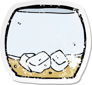 Bir insan tarafından çizilmiş karikatür viskisinin gerilmiş retro yapıştırması.