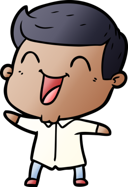 Bir insan tarafından çizilmiş gülen çizgi film adamı.