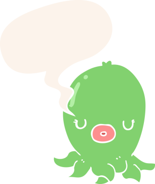 bir insan tarafından çizilmiş eski usul konuşma baloncuklu ahtapot çizgi filmi