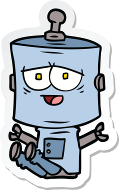 Bir insan tarafından çizilmiş robot karikatür çıkartması.