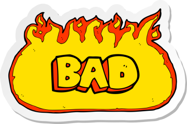 Bir insan tarafından çizilmiş alevli kötü bir tabelanın çıkartması.