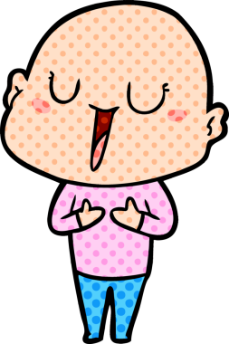 Bir insan tarafından çizilmiş mutlu, kel adam.