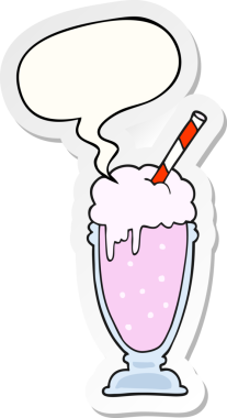 bir insan tarafından çizilmiş konuşma kabarcığı etiketli karikatür milkshake 'i