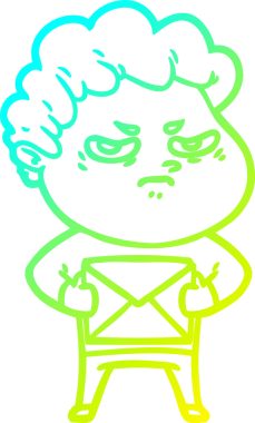 Bir insan tarafından çizilmiş kızgın bir adamın soğuk çizgi çizimi.