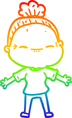 Gökkuşağı gradyan çizimi bir insan tarafından çizilmiş barışçıl yaşlı bir kadının çizimi