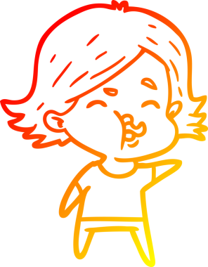 Bir insan tarafından çizilmiş bir çizgi film kızının sıcak çizgi çizimi.