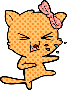 Bir insan tarafından çizilmiş çizgi film kedisi.