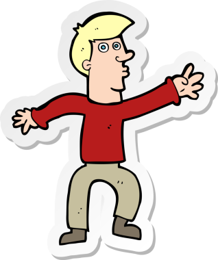 Bir insan tarafından çizilmiş bir karikatür çıkartması.