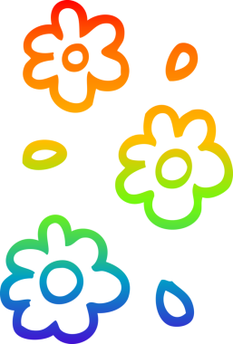 Gökkuşağı gradyan çizgi çizimi Bir insan tarafından çizilmiş çiçek başlıkları