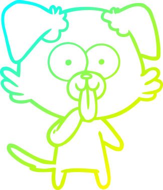 Bir insan tarafından çizilmiş dilli çizgi film köpeği çizimi.