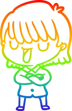 gökkuşağı gradyan çizimi bir insan tarafından çizilmiş bir karikatür kadın