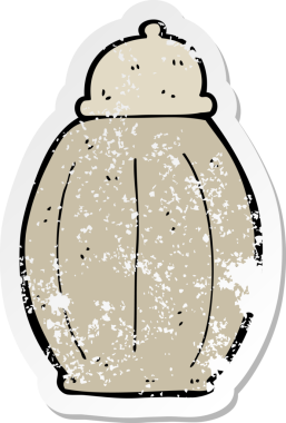 Bir insan tarafından çizilmiş karikatür eski bir kavanozun gerilimli yapıştırması.