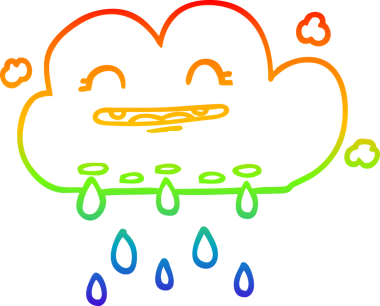 Bir insan tarafından çizilen yağmur bulutunun gökkuşağı gradyanı çizimi