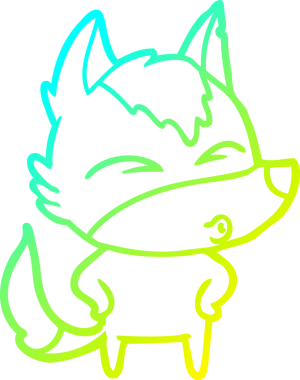 Bir insan tarafından çizilmiş bir kurt çizgi filminin soğuk gradyan çizimi