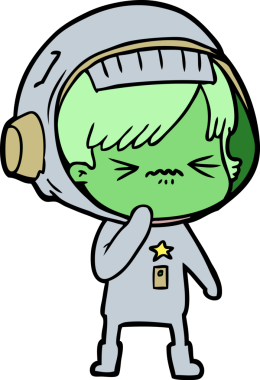 Bir insan tarafından çizilmiş kızgın uzay kızı.