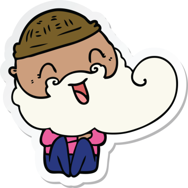 Bir insan tarafından çizilmiş mutlu sakallı bir adamın çıkartması.