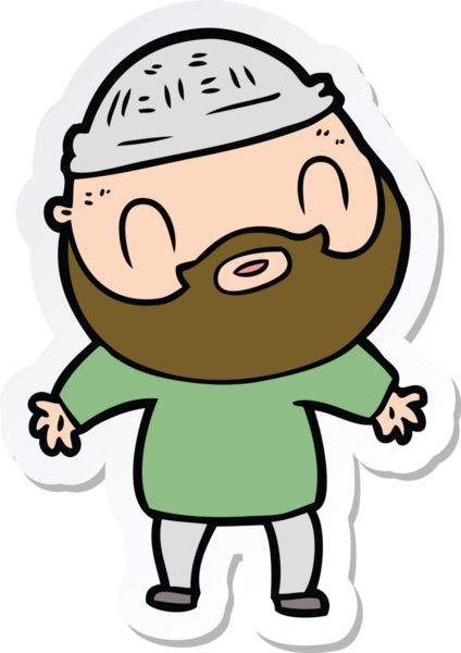 Bir insan tarafından çizilmiş sakallı bir adamın çıkartması.