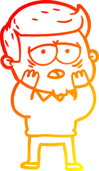 Bir insan tarafından çizilmiş, yorgun bir adamın çizgi çizimi.