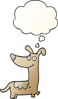 Düşünce baloncuğu olan çizgi film köpeği bir insan tarafından çizilmiş.