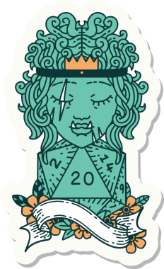 Bir insan tarafından çizilmiş 20 zarlı yarı ork barbarının çıkartması.