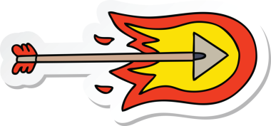 Bir insan tarafından çizilmiş garip bir el yazısı yanan ok.