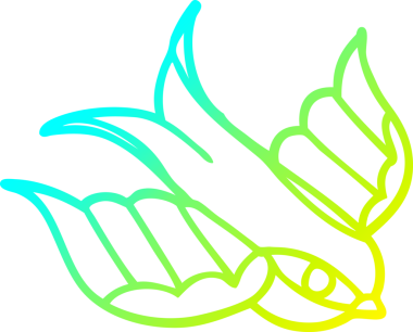 Bir insan tarafından çizilmiş bir kırlangıç dövmesi çizimi.