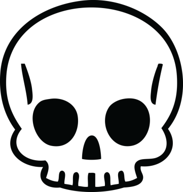 Bir insan tarafından çizilmiş tuhaf bir kafatası çizimi.