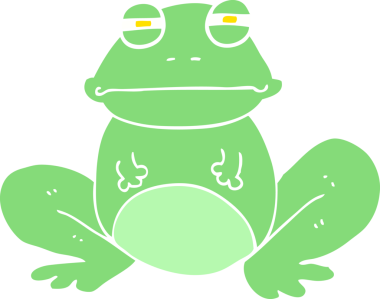 Bir insan tarafından çizilmiş kurbağanın düz renk çizimi