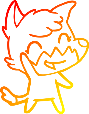 Bir insan tarafından çizilmiş mutlu bir tilkinin sıcak çizgi çizimi