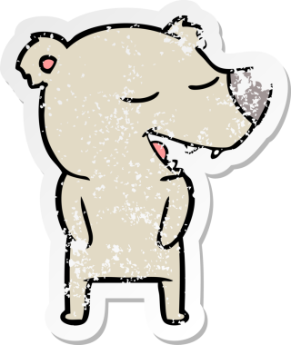 Bir insan tarafından çizilmiş karikatür ayısının sıkıntılı çıkartması.