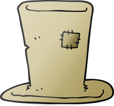 Bir insan tarafından çizilmiş serbest çizim, serseri silindir şapka.