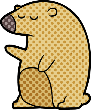 Bir insan tarafından çizilmiş çizgi film ayısı.