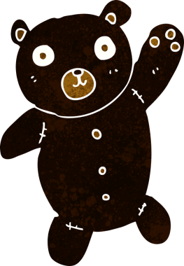 Bir insan tarafından çizilmiş sevimli siyah oyuncak ayı.