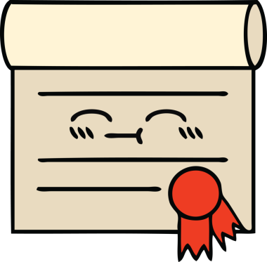 Bir insan tarafından çizilmiş şirin bir sertifika karikatürü.