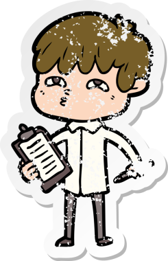 Bir insan tarafından çizilmiş garip bir adamın sıkıntılı çıkartması.