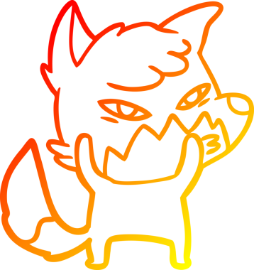 Bir insan tarafından çizilmiş akıllı bir tilkinin sıcak çizgi çizimi