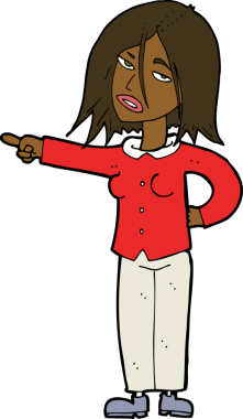 Bir insan tarafından çizilmiş çizgi film kadını.