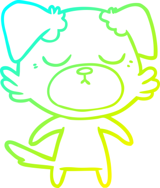 Bir insan tarafından çizilmiş şirin bir çizgi köpeğin soğuk gradyan çizgisi.