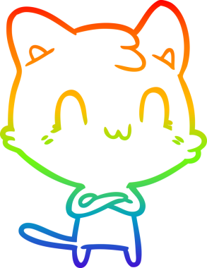 gökkuşağı gradyan çizgi çizimi Bir insan tarafından çizilmiş mutlu kedi