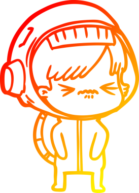 Bir insan tarafından çizilmiş bir astronot kadın çizgi çizimi.