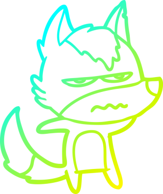 Bir insan tarafından çizilmiş, kızgın bir kurdun soğuk çizgi çizimi.