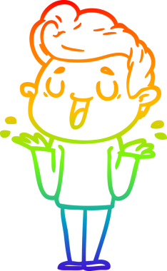 gökkuşağı gradyanı çizimi bir insan tarafından çizilmiş mutlu bir çizgi film adamı