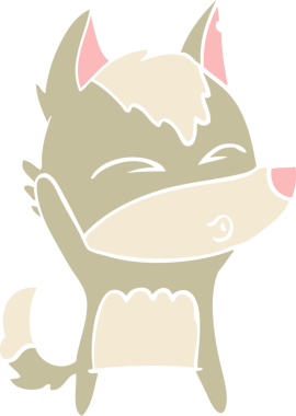 Bir insan tarafından çizilmiş düz renk çizgi film kurt ıslığı.