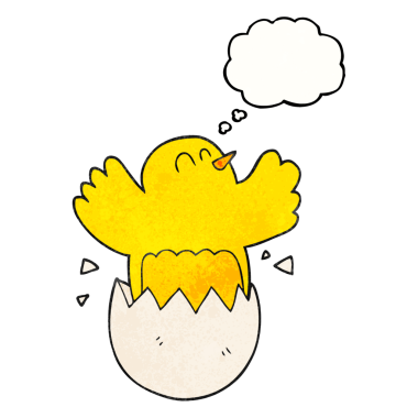 Serbest çizim düşünce baloncuğu desenli çizgi film kuluçkaya yatmış bir insan tarafından çizilmiş yumurta.